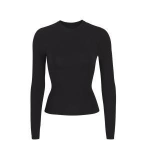 [Hottie Diary] Womens Shapewear Crewneck Long Sleeve Shirt Basic Tee Fit Going Out Crop Tops Shapewear