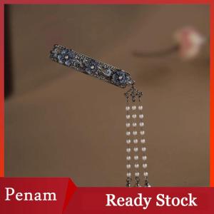 [PAM] Fashionable Zircon Butterfly Tassel Hair Clip Elegant Ethnic Style Hairpin Headdress Retro Side Clip Hair Accessories