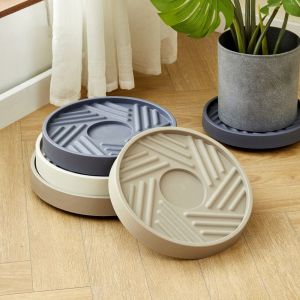 LA YOU 360-degree Rotation Moving Wheels Plant Tray Inner diameter 26.5cm/10.43in Four Wheels Round Plastic Flower Pot Tray Tray Stand Durable Removable Flowerpot Mat Flower Pot