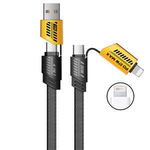 Mecha data cable four in one PD 65W USB fast charging cable 4 in 1 IOS/V8 Mechanical data cable for Apple/Android phones
