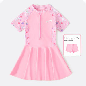 Childrens Swimwear Girls Baby Quick-Drying Dress Cute Printed Sporty Swimsuit