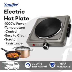 Sonifer Potable Electric Hot Plate Electric Stove Counter top Single Cast Iron Burner 1000 Watts Induction Cooker Temperature Controls Power Indicator Lights Easy to Clean