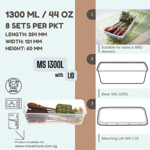 {MSV} Rectangle Microwavable Plastic Takeaway Containers (810ml-1300ml) Anti Leak MS 850BS MS 900A MS 1000BS MS 1300L