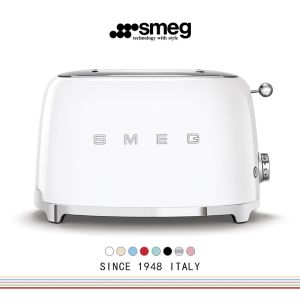 SMEG เครื่องปิ้งขนมปังแบบย้อนยุค2ชิ้น TSF01สีครีมสีขาวพร้อมฝาปิด50สไตล์วินเทจสวยงามด้วยเครื่องทำขนมปังเครื่องปิ้งขนมปังเตาอบเครื่องปิ้งขนมปัง