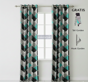 Indocurtain Gorden Jendela dan Pintu Minimalis Katun Smokring Silver Grass Tinggi 150 200 225cm