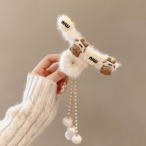 Plush Tassel Hair Clip Hair Pin Hair Claw Hair Accessories Ribbon Heart Klip Rambut Gebu Aksesori Rambut