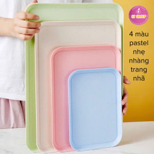 Khay nhựa lúa mạch chữ nhật ST GROUP màu pastel tươi sáng phong cách vintage Bắc Âu Mâm cơm gia đình quán ăn Đĩa nhựa decor trang trí chụp ảnh