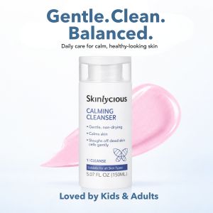 Skinlycious Calming Cleanser - Gentle Non-drying Balances Skin pH. Unclog Pores and prevent Acne. Suitable for kids teens and adults.