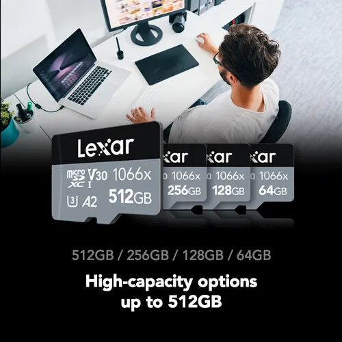 Lexar Professional 1066x UHS-I microSDXC Memory Card with SD Adapter (SILVER Series)