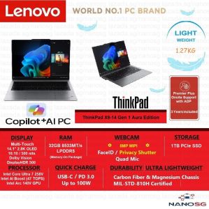 ThinkPad X9 14 Gen 1 | 14" 2.8K MULTITOUCH 16:10 OLED 500nits | Intel Core Ultra 7 258V | 32GB MoP 8533MT/s LPDDR5x | 1TB SSD | 2 Year Premier Plus with Accidental Damage Protection