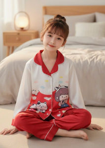 Bộ Dài Tay Mặc Ở Nhà Bé Gái Từ 10kg Đến 55kg - Chất Liệu Satin Cao Cấp Không Xù Không Nhăn Không Phai Màu