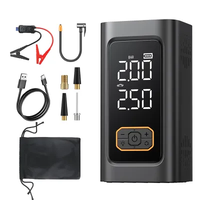 AI Smart Car Jump Starter heavy duty 4-in-1Inflator pump for tire Tire inflator Car Air compressor Powerbank for car Universal Compatibility Digital display Portable Tire Tyre Inflator