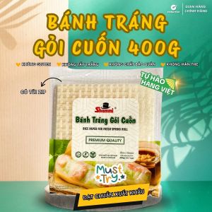 Bánh tráng gỏi cuốn Shammi vuông size 22cm túi 400g (Bánh tráng cuốn xuất khẩu có túi zip tiện lợi)