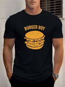 T Shirt For Mens BURGER BOY 100% Cotton Graphic Print Summer Round Neck Tee Casual Breathable Streetstyle Daily Cool T Shirt