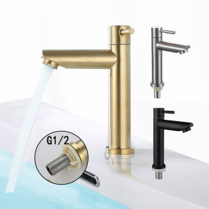 Baokemo Single cold faucet bathroom basin top cold water 304 stainless steel art basin under table faucet