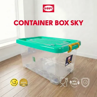 SHINPO Kontainer Plastik Dengan Roda Sky Container Box Kotak Penyimpanan SPO-SIP-111-CB-45