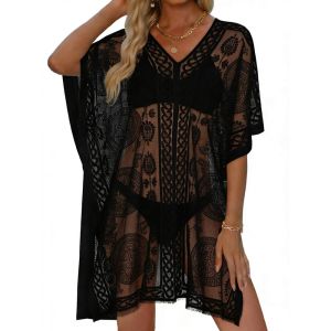 CHUN053634 Trong suốt Áo khoác che đồ bơi Cỡ lớn Thoáng khí Áo khoác đi biển Thời trang Nhẹ Khăn choàng Bohemian Kỳ nghỉ hè