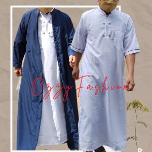 jubah lengan pendek dan luaran 2 pcs jubah