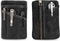 Sayram SP6 EDC Pouch, Waxed Canvas Compact Pocket Organizer, EDC Pocket Pouch for Men, Zippered Pocket Pouch,EDC Organizer for Everyday Carry, Multitool Organizer Pouch (Oil Wax Black). 