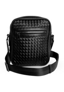 Shigetsu TAMURA Leather Sling Bag for men black woven crossbody bag shoulder bag mens bags side bag