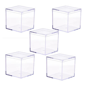 10ชิ้น กล่องจัดระเบียบเครื่องประดับอะครีลิกใส / กล่องเก็บเครื่องประดับขนาดเล็ก / กล่องบรรจุภัณฑ์ของขวัญคริสต์มาสแบบสี่เหลี่ยม / กล่องลูกบาศก์ใส่แหวนและสร้อยคอพร้อมฝาปิด / ถังเก็บยาเม็ดขนมพลาสติกขนาดเล็ก