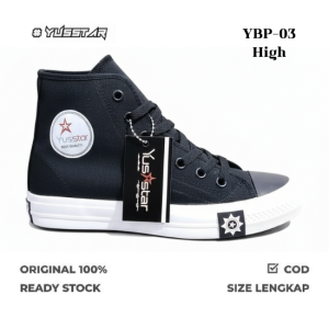 Yusstar - Sepatu 70s Black Petir High Black white Sepatu Sekolah SD SMP SMA Kuliah Kerja Pria dan Wanita [ YBP - 03 ]