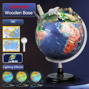 20/25/30cm 3D Raised Relief World Globe LED Light HD Printed Student Teaching Desk Lamp Globe Wooden Terrestrial Globe Crafts