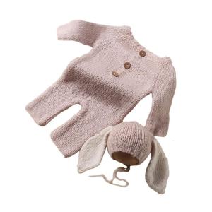 Hai Mảnh Thiết Lập Sơ sinh đồ bay dệt kim Mohair tai to hat bodysuit nhiếp ảnh quần áo ảnh em bé đạo cụ phụ kiện