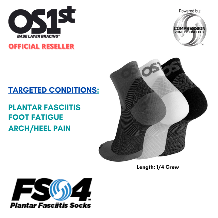 OS1st FS4 Plantar Faciitis Compression Socks (1/4 Crew) Basketball