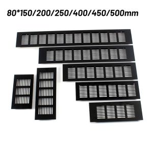 80mm Black Aluminium Alloy Rectangular Air Vent Grille Ventilation Cover For Furniture Cabinets Wardrobes 150/200/250/400/450/500mm