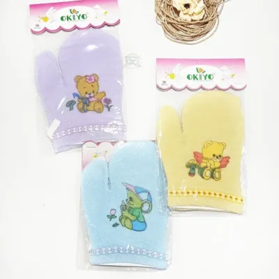 6 Pcs Washlap Okiyo - Washlap Jari Dan Full Tangan / Sarung Tangan Mandi - Lap Mandi Bayi - Mix 3 Warna