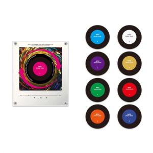 K10SEQ Với 9 đĩa trống Máy nghe nhạc cảm biến NFC Đĩa xoay Đèn ngủ Máy phát nhạc đĩa xoay cảm ứng NFC Quà tặng Từ tính  tủ lạnh phát nhạc NFC Đồ trang trí tủ lạnh