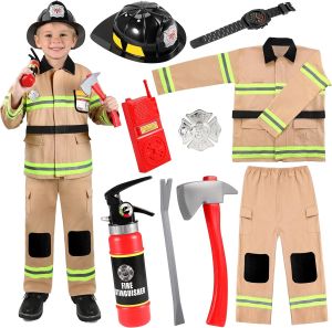 GIFTINBOX Firefighter Costume for Kids Halloween Fireman Costume for Boys
