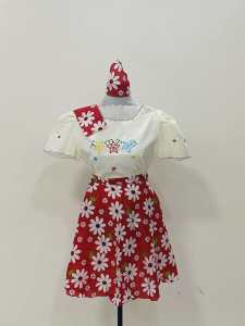 KIMONA AT SAYA 4IN1 WITH ALAMPAY & HEADRESS FOR KIDS & ADULT -FLORAL RED