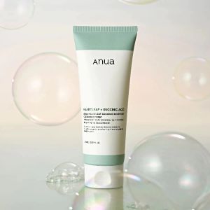 Anua Heartleaf + Succinic Acid Moisture Cleansing Foam 120ml Hydrating Mild Exfoliating Facial CleanserGentle Exfoliation Care for Dry & Dehydrated Skin
