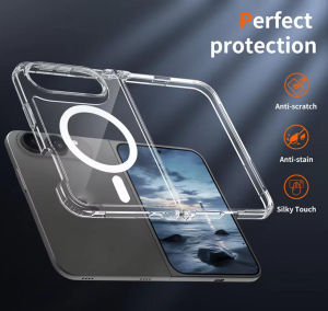 Hard PC Clear Case for iPhone Duo Magnetic Wireless Charging Fold Cover