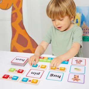 YiGo (Wooden Reading Blocks) Learn English Reading and Spelling Game Learn Alphabet英文字母单词拼图板 拼图教学玩具 宝宝早教玩具 儿童益智英语玩具 英语早教