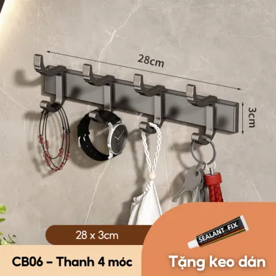Móc treo quần áo treo đồ đa năng dán tường hợp kim nhôm dán sau cửa kèm keo dán chịu lực cao
