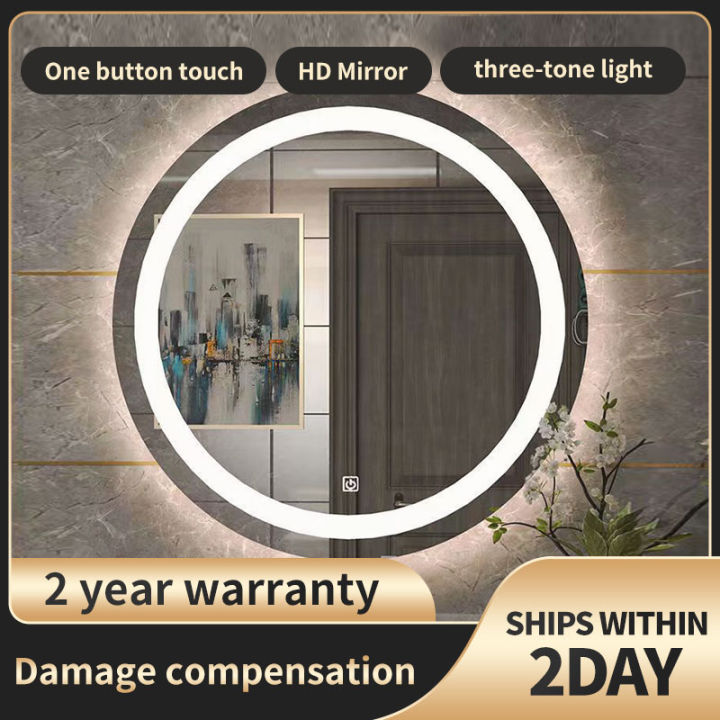 Bathroom led mirror round smart makeup mirror bathroom bedroom dresser ...