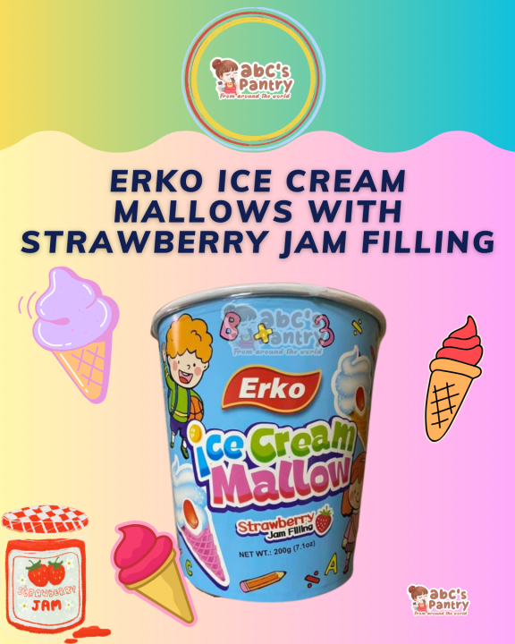 ERKO SPAIN | Ice Cream Mallows with Strawberry Jam Filling | Jumbo Size ...