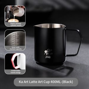 BINCOO Coffee Latte Cup Milk Frohter Pitcher Italian-Style Spouted Latte Art Cup Milk Frothing Pitcher Latte Art Tool 400ML/600ML