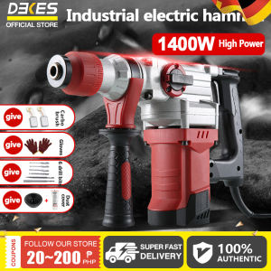 DEKES 1400W  Industrial Rotary Hammer with Light Chiseling capability Rotary Jack Hammer Demolition Jack Hammer Chipping Gun ，pick drill multi-function hammer drill two in one industrial grade high-power wall-breaking impact drilling tools