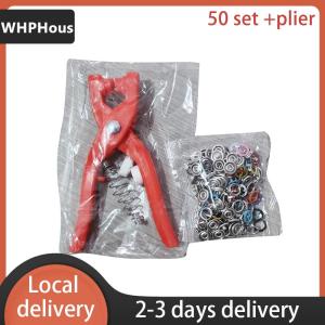 [COD] WHPHous Ship within 24 hours Plier Tool Colour Metal Snap Sewing Button Claw Set Hollow Solid Snap Fasteners Kit For Installing Clothes Bags
