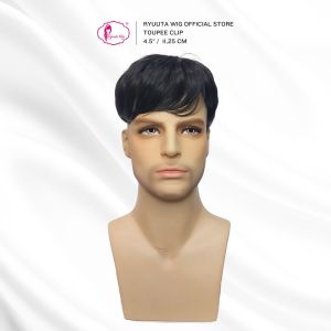 Ryuuta Wig Toupee Clip Poni Penutup Botak Pendek 011474