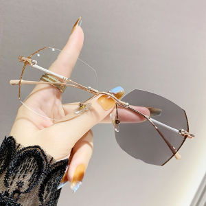 JN IMPRESSION Cao cấp không khung màu thay đổi chống Đèn xanh dương Mắt kính cận cho phụ nữ xuyên biên giới đồng bằng trang điểm siêu sáng bóng gọng màu hồng mắt Kính Cận Hợp thời trang