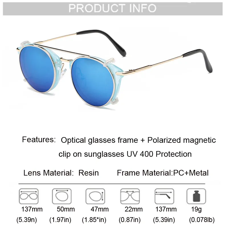 Clip On Glasses Frame Men Women Clip On Sunglasses Myopia Round