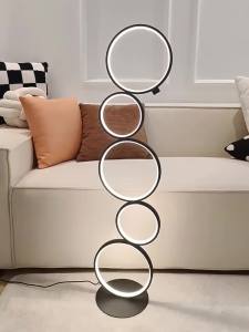 Creative Floor Lamp Simple Living Room Sofa Bedroom Bedside Five-Ring Design Background Decoration Decoration Ambience Light