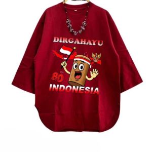 Baju Agustusan Dewasa Viral Merdeka Blus Bahan Katun Combed 24s Aplikasi Sablon S M L XL XXL 3XL Kaos 17 Agustus Jumbo Seragaman Warna Merah Putih Blouse Hut RI Ke 80 Lengan Panjang