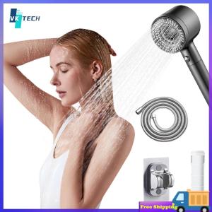 [Vktech] High-Pressure Shower Head Set with Hose & Filter Universal Shower Nozzle Set One-Touch Stop for Home Bathroom Supplies