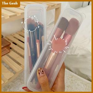 [The Gesh] ที่จัดเก็บแปรงแต่งหน้าแบบใสพร้อมฝาปิดกล่องดินสอเขียนคิ้วอุปกรณ์จัดระเบียบเครื่องสำอางสำหรับผู้หญิงแบบพกพา
